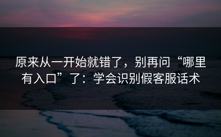 原来从一开始就错了，别再问“哪里有入口”了：学会识别假客服话术