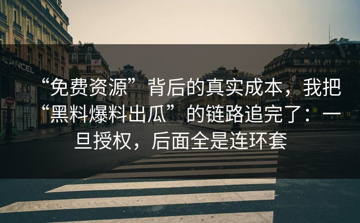 “免费资源”背后的真实成本，我把“黑料爆料出瓜”的链路追完了：一旦授权，后面全是连环套