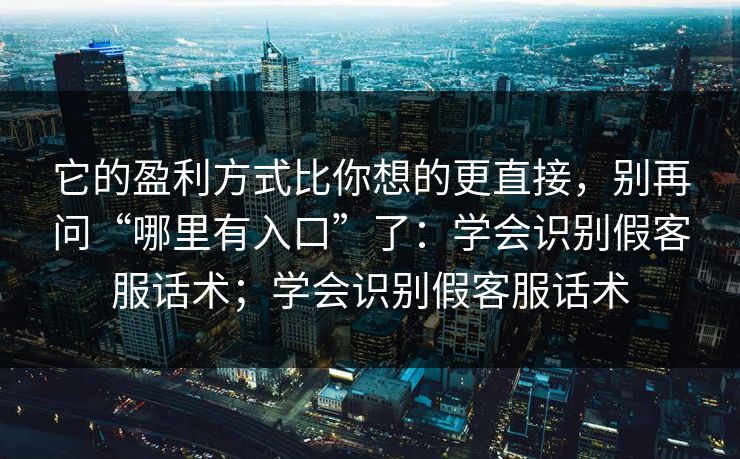 它的盈利方式比你想的更直接，别再问“哪里有入口”了：学会识别假客服话术；学会识别假客服话术