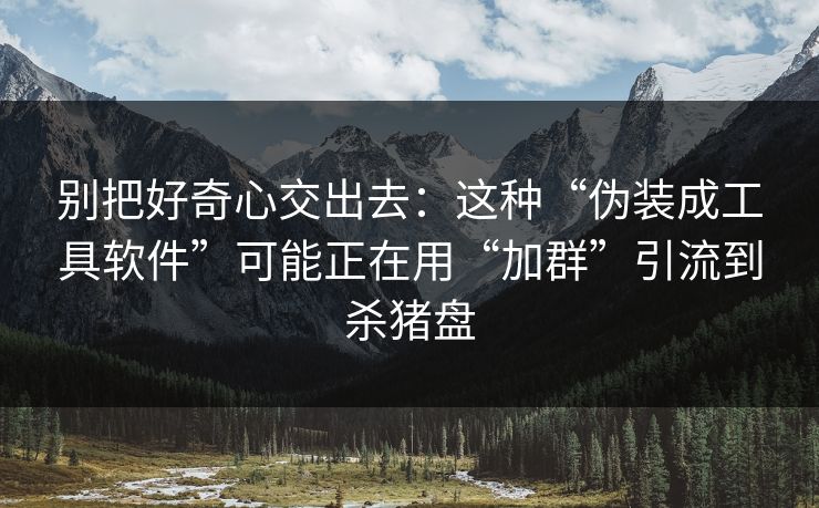 别把好奇心交出去：这种“伪装成工具软件”可能正在用“加群”引流到杀猪盘