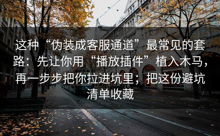 这种“伪装成客服通道”最常见的套路：先让你用“播放插件”植入木马，再一步步把你拉进坑里；把这份避坑清单收藏