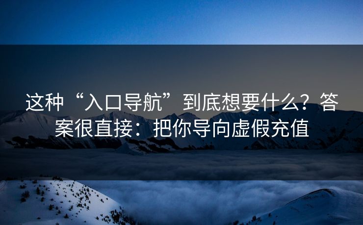 这种“入口导航”到底想要什么？答案很直接：把你导向虚假充值