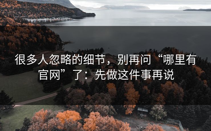 很多人忽略的细节，别再问“哪里有官网”了：先做这件事再说
