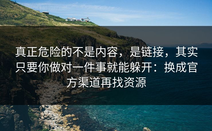真正危险的不是内容，是链接，其实只要你做对一件事就能躲开：换成官方渠道再找资源