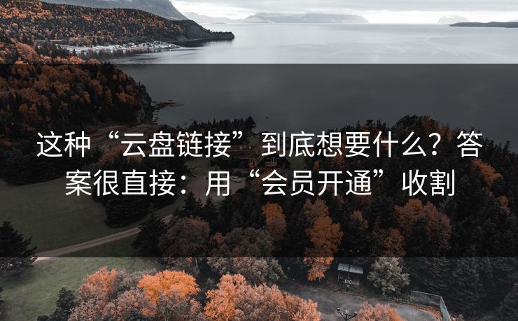 这种“云盘链接”到底想要什么？答案很直接：用“会员开通”收割