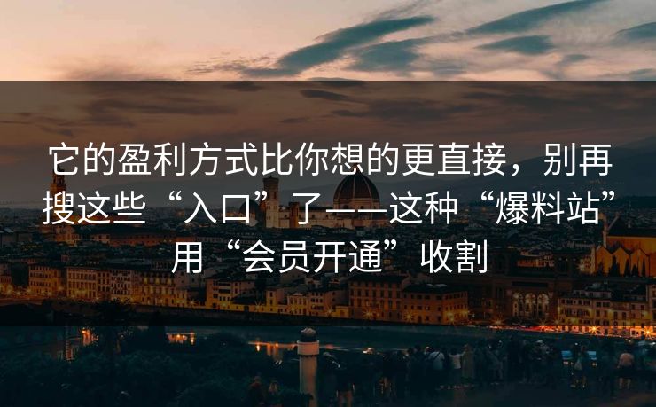 它的盈利方式比你想的更直接，别再搜这些“入口”了——这种“爆料站”用“会员开通”收割